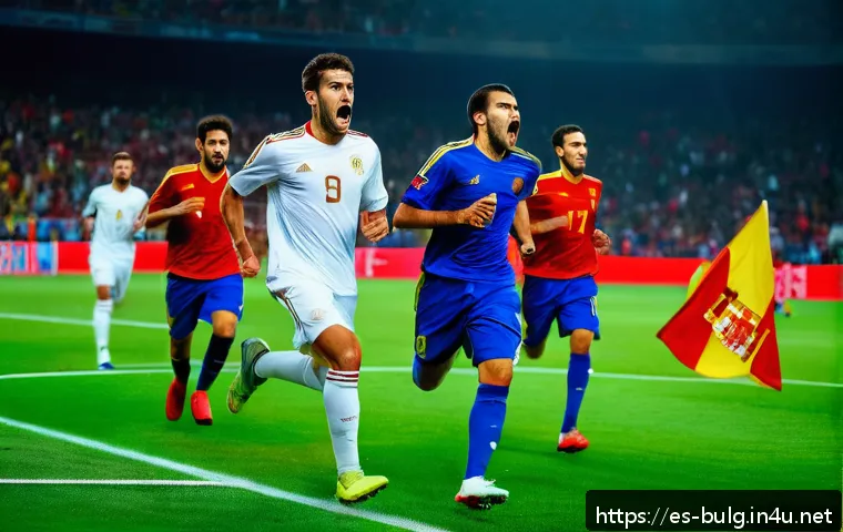 불가리아 축구 선수 흐리스토 스토이치코프 - A dynamic soccer scene depicting a fierce, determined European football player wearing a full team u...