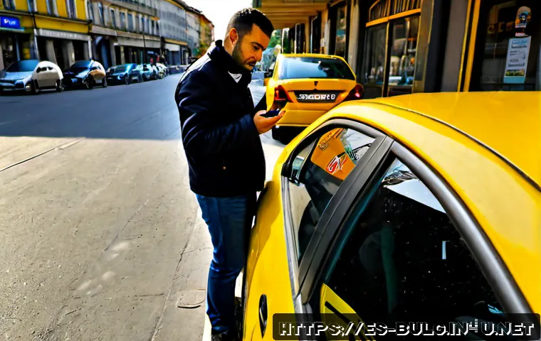 Home 15 불가리아 여행 시 사기 주의 - Photorealistic travel safety scene in Sofia, Bulgaria: a Spanish-speaking adult traveler at a taxi s...